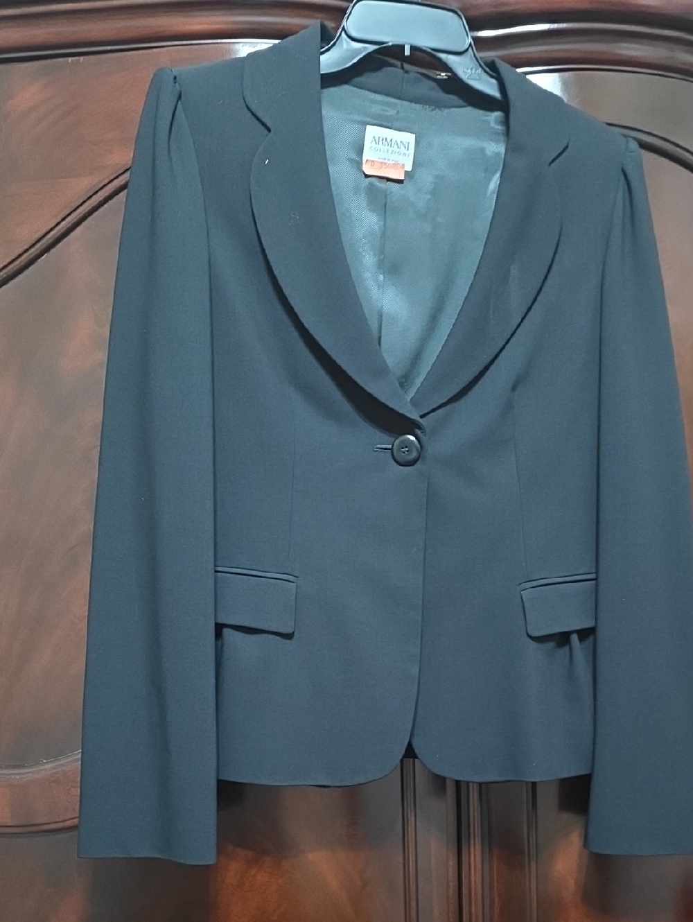 Armani Collezioni Women's Dark Black Single-Button Tailored Blazer